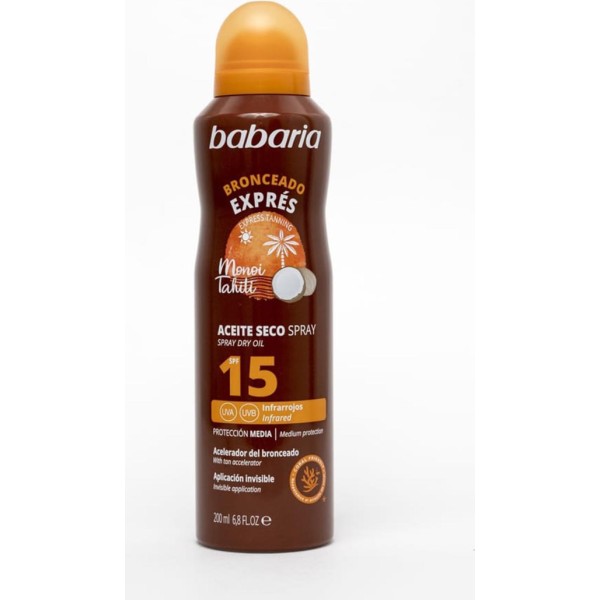 Babaria bronceado express aceite seco spray spf15 200ml vaporizador